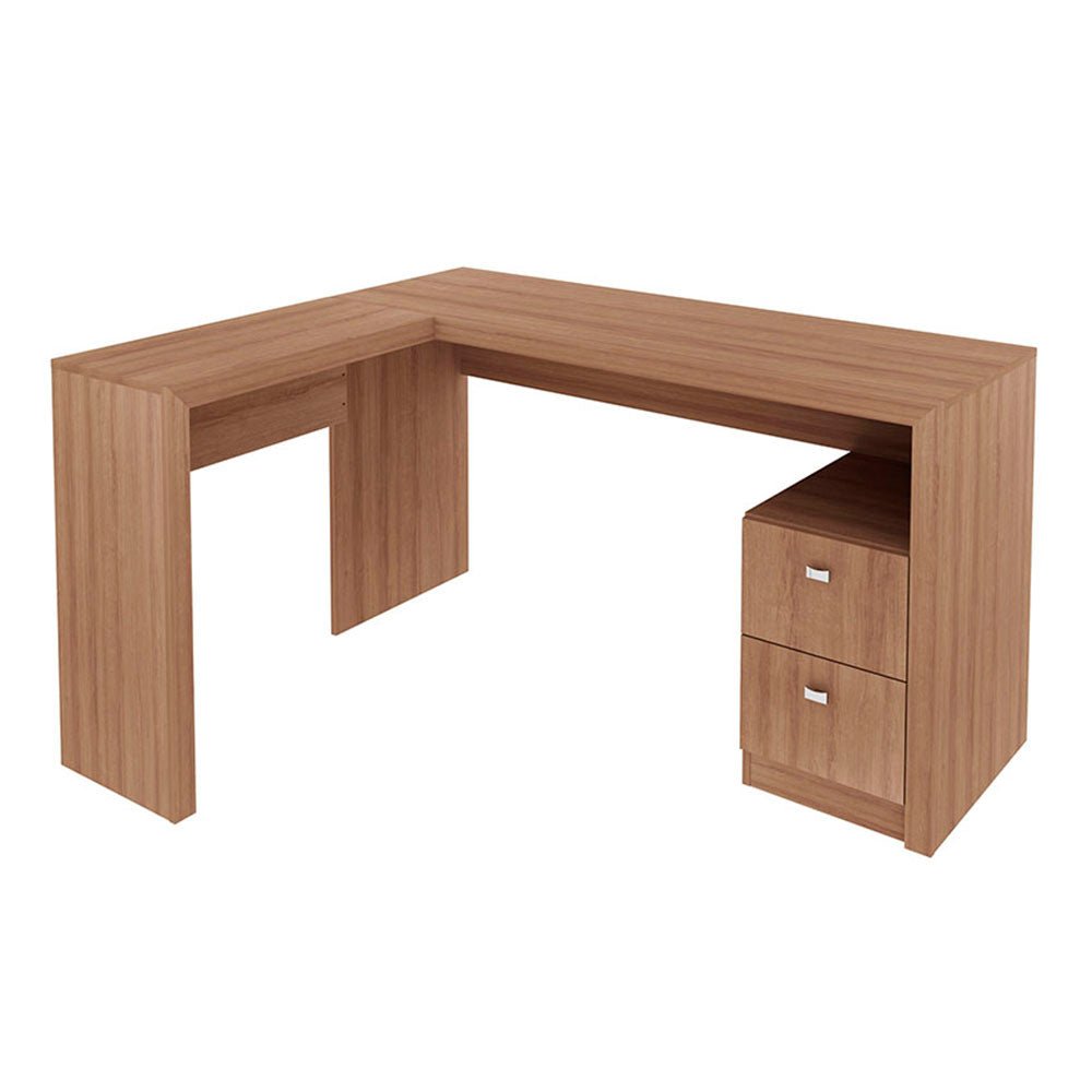 Escritorio en L Athenas Almendra 135 cm con Cajones - Escritorios y Archivadores | Bylmo