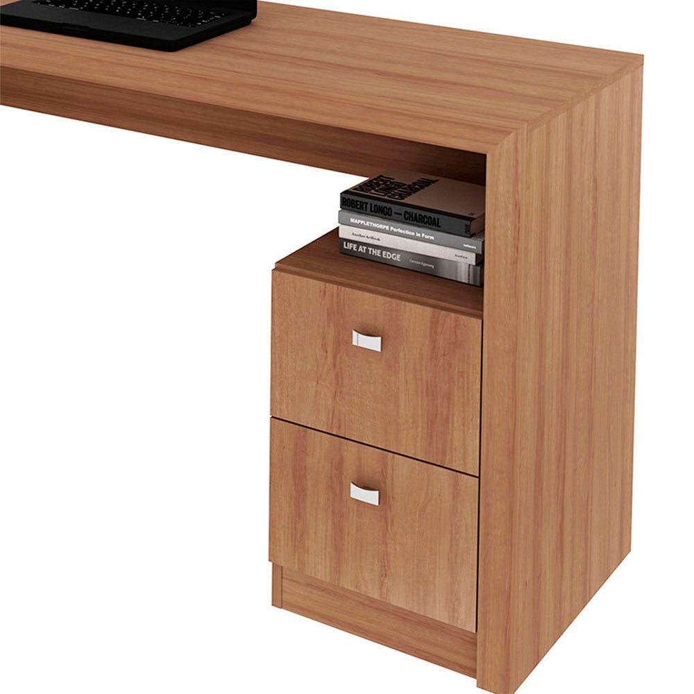 Escritorio en L Athenas Almendra 135 cm con Cajones - Escritorios y Archivadores | Bylmo