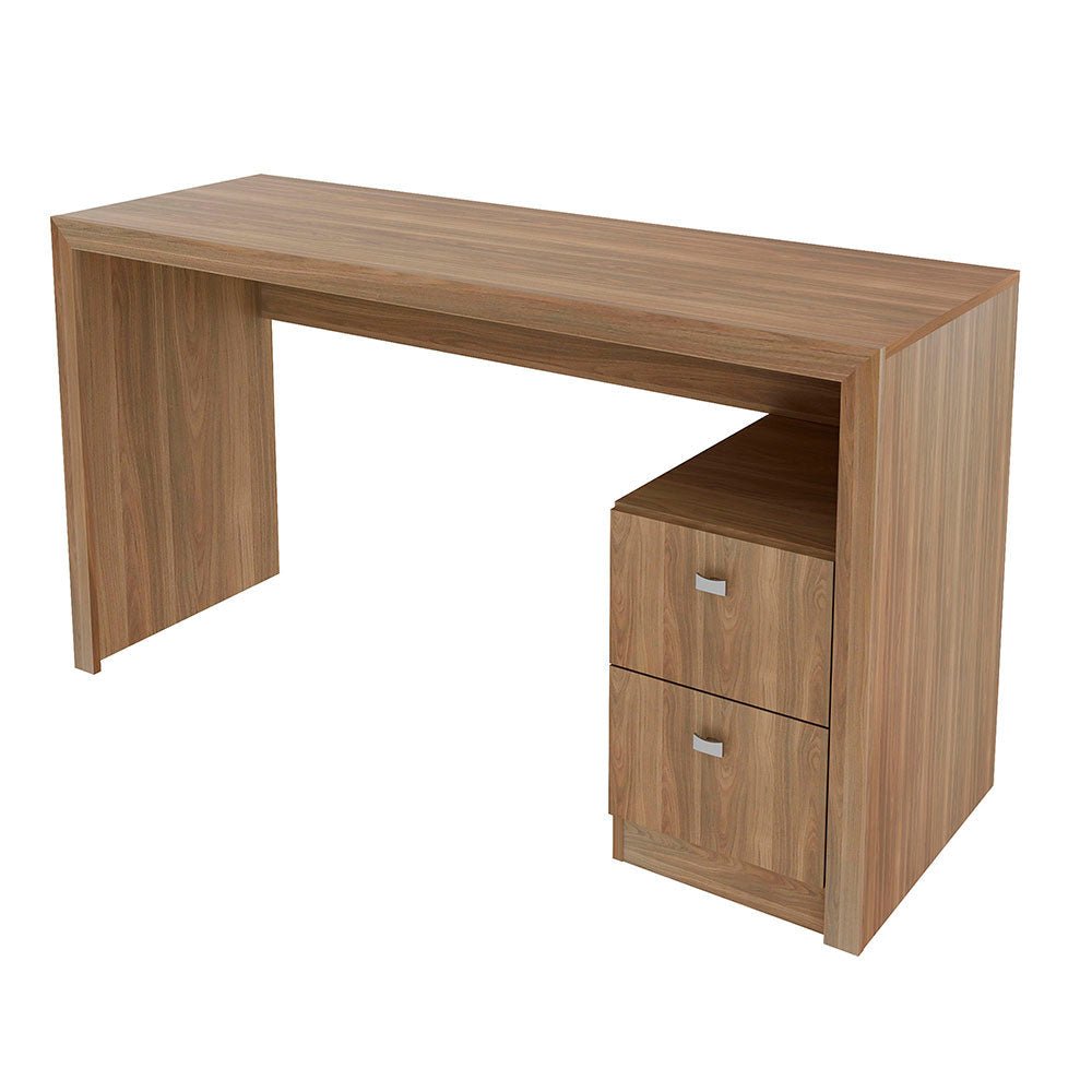 Escritorio Santorini Teca 135 cm con Cajones y Entrepaños - Escritorios y Archivadores | Bylmo