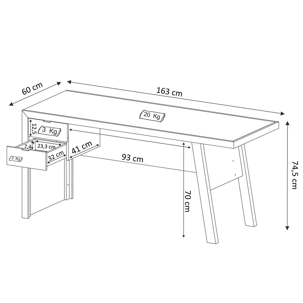 Escritorio Palermo Blanco 163 cm con Cajones - Escritorios y Archivadores | Bylmo