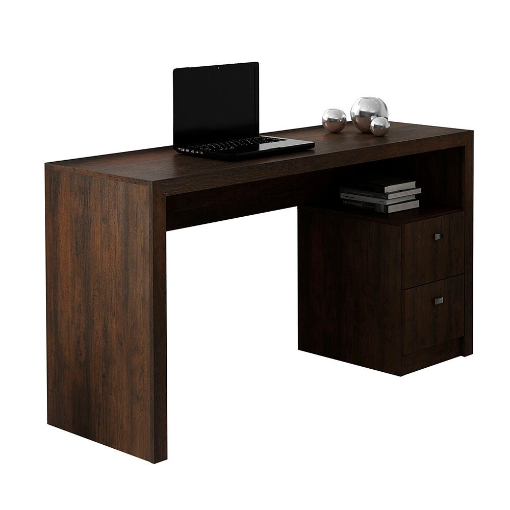 Escritorio Santorini Cafe 135 cm con Cajones y Entrepaños - Escritorios y Archivadores | Bylmo