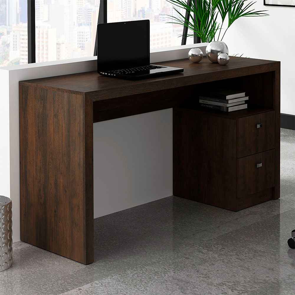 Escritorio Santorini Cafe 135 cm con Cajones y Entrepaños - Escritorios y Archivadores | Bylmo