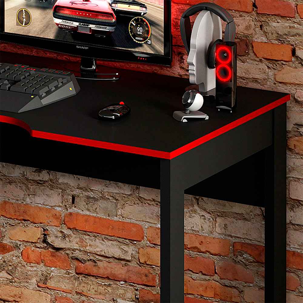 Escritorio Gamer Genova Negro Germany y Rojo 136x75cm sin Cajones - Escritorios y Archivadores | Bylmo