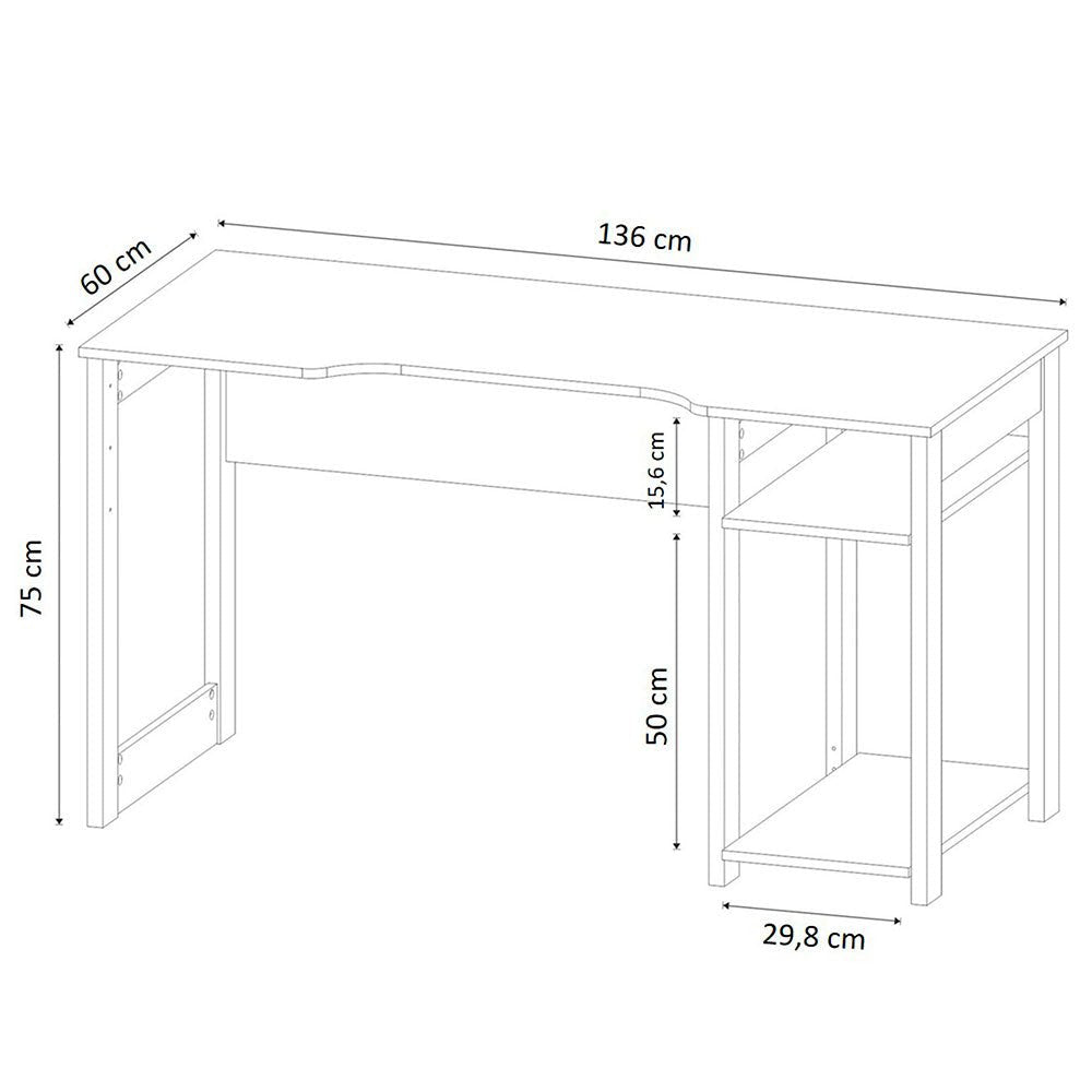 Escritorio Gamer Genova Negro Germany y Rojo 136x75cm sin Cajones - Escritorios y Archivadores | Bylmo