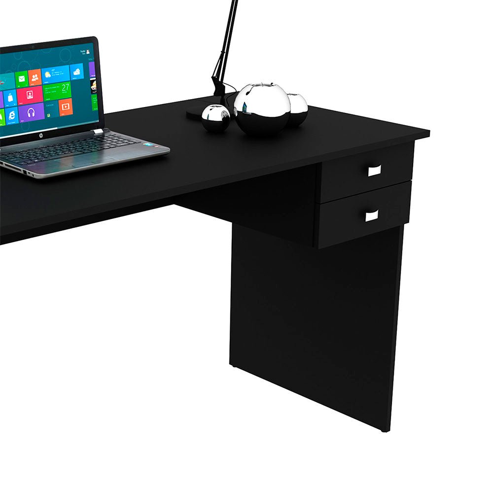 Escritorio Munich Negro 117x74.5cm Con Dos Cajones - Escritorios y Archivadores | Bylmo