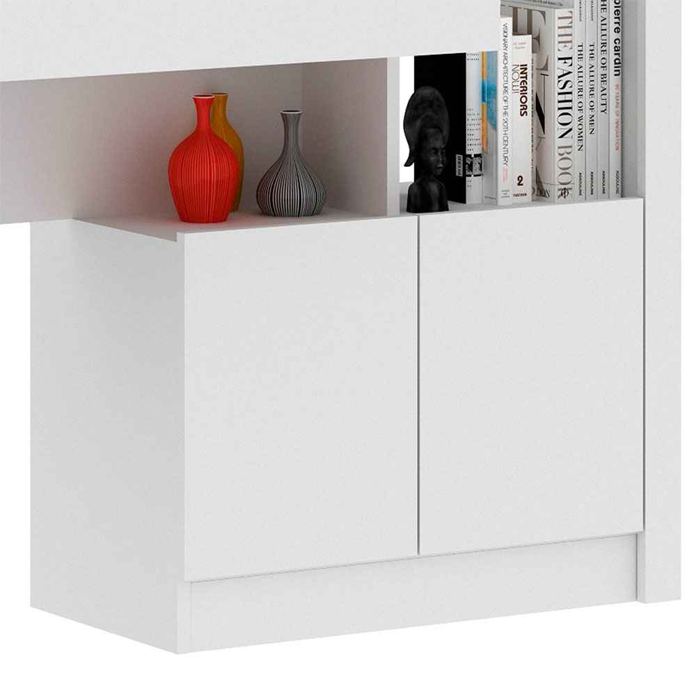 Escritorio Luis Blanco 122 cm con Biblioteca, Cajón y Puertas - Escritorios y Archivadores | Bylmo