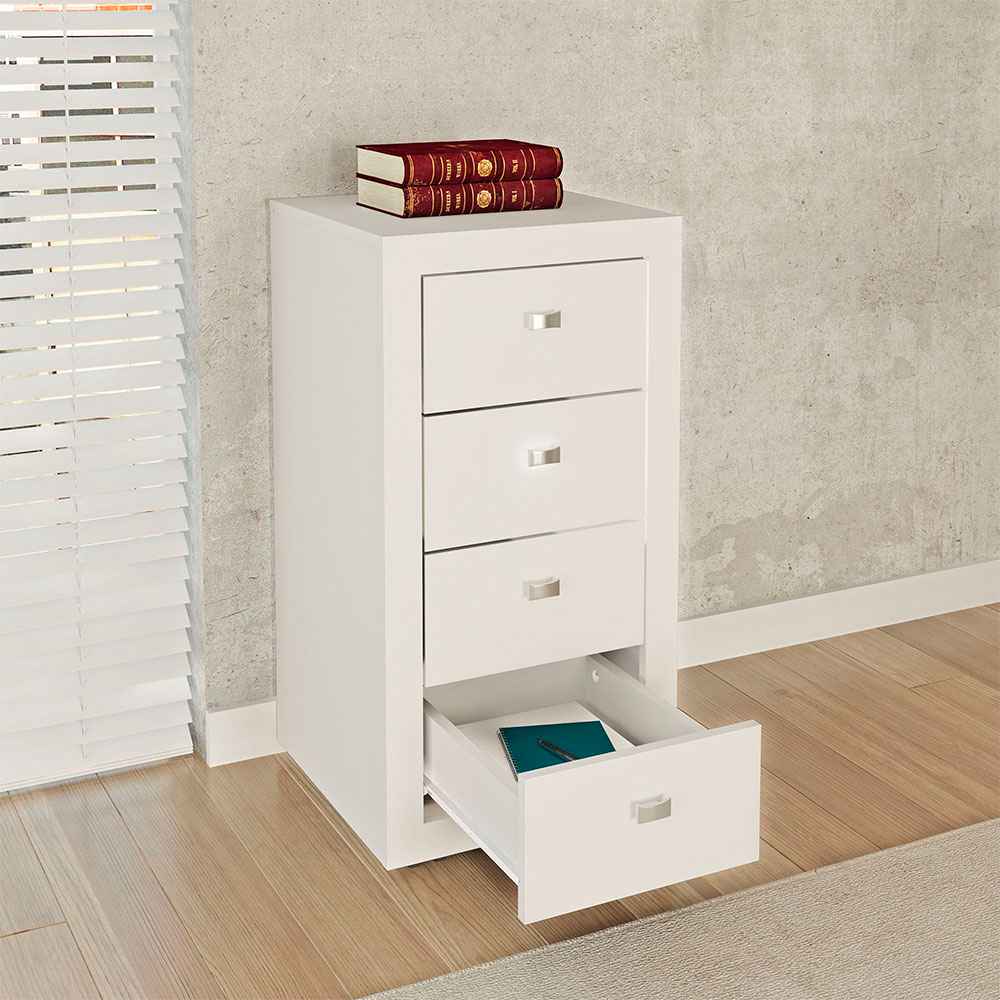 Cómoda Ferrara Blanco 38 cm con Cuatro Cajones - Cajoneras | Bylmo
