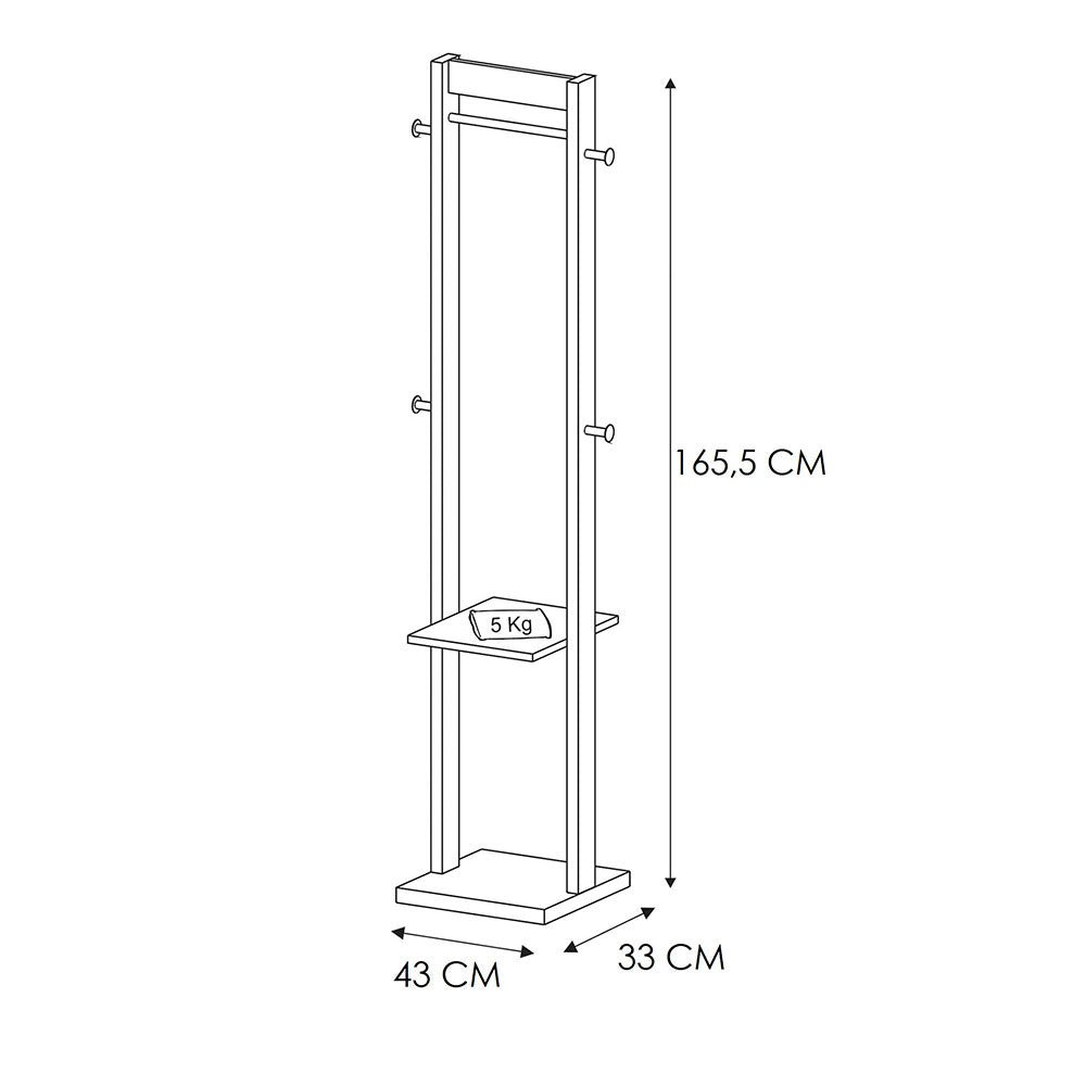 Perchero Sol Nogal 43 cm - Repisas y Percheros | Bylmo