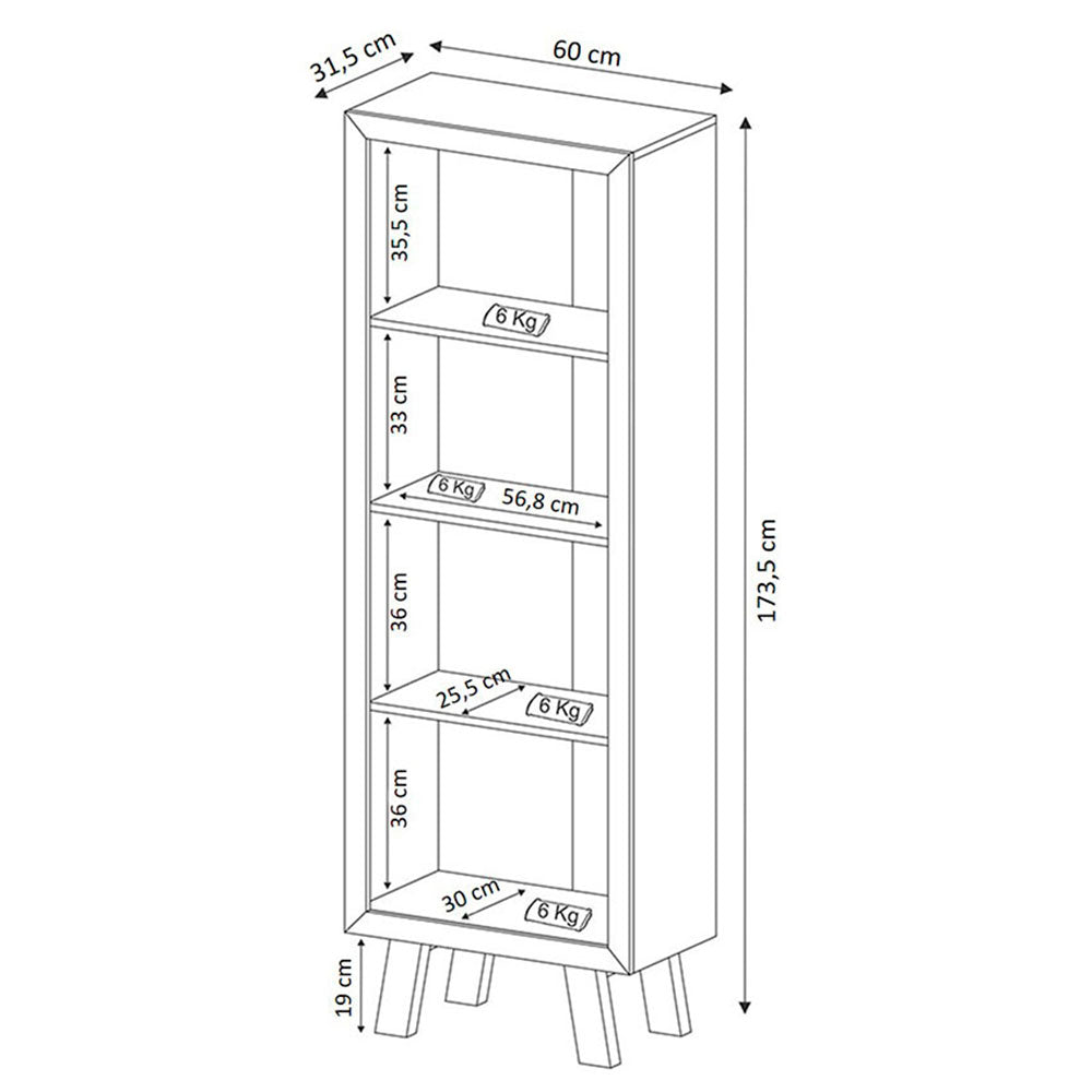 Biblioteca Tijuana Blanco 60 cm con Entrepaños - Bibliotecas | Bylmo