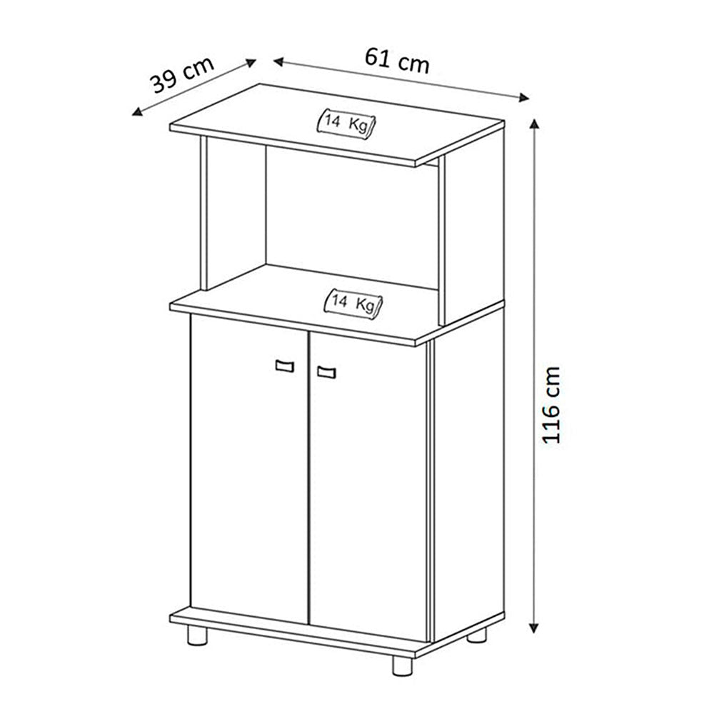 Mueble Auxiliar Almería Cafe 61 cm con Dos Puertas y Entrepaño - Muebles Organizadores | Bylmo