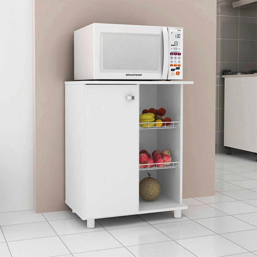 Mueble Auxiliar Praga Blanco 61 cm con Una Puerta y Canasta - Muebles Organizadores | Bylmo