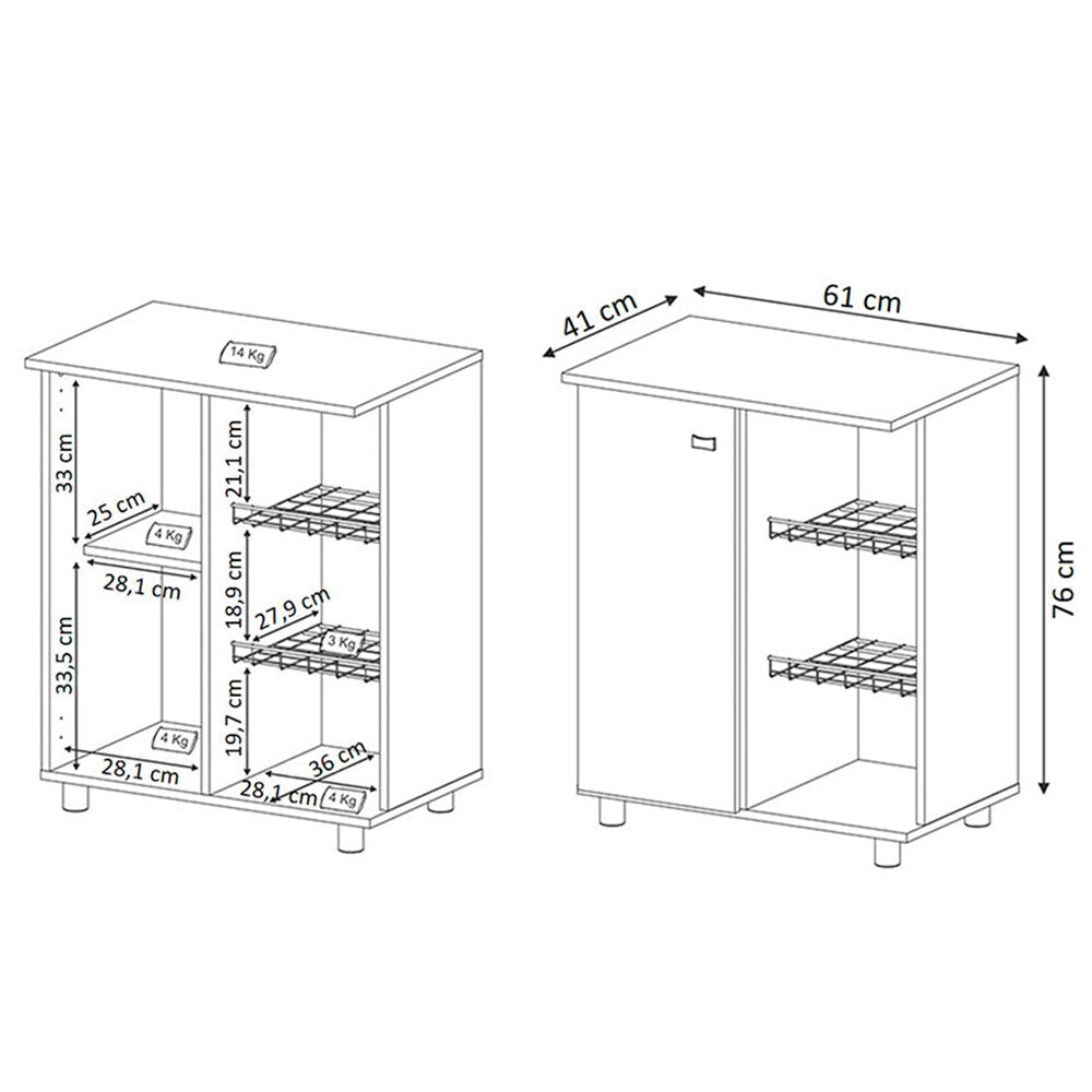 Mueble Auxiliar Praga Blanco 61 cm con Una Puerta y Canasta - Muebles Organizadores | Bylmo