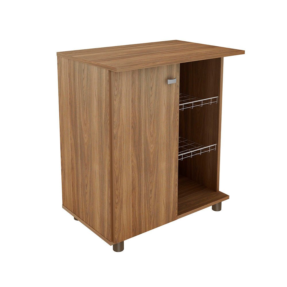 Mueble Auxiliar Praga Cafe 61 cm con Una Puerta y Canasta - Muebles Organizadores | Bylmo