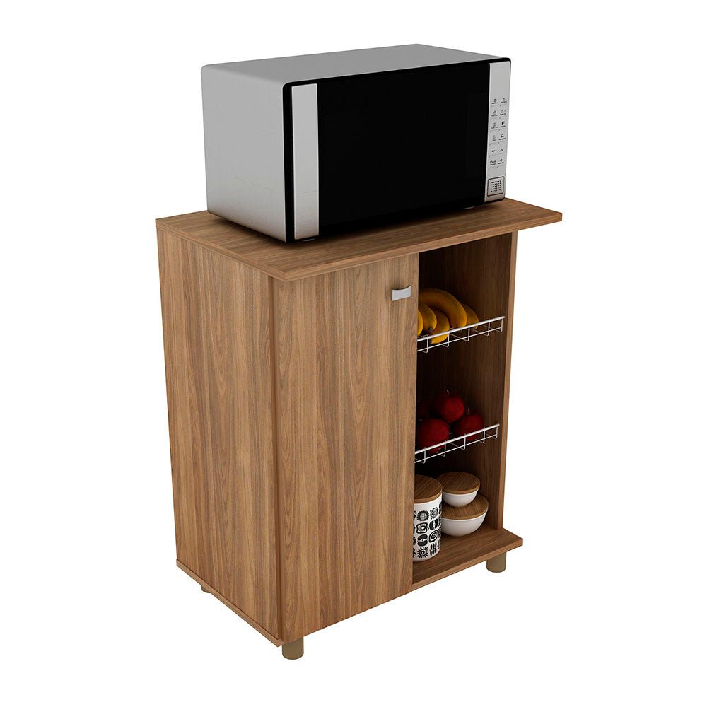 Mueble Auxiliar Praga Cafe 61 cm con Una Puerta y Canasta - Muebles Organizadores | Bylmo