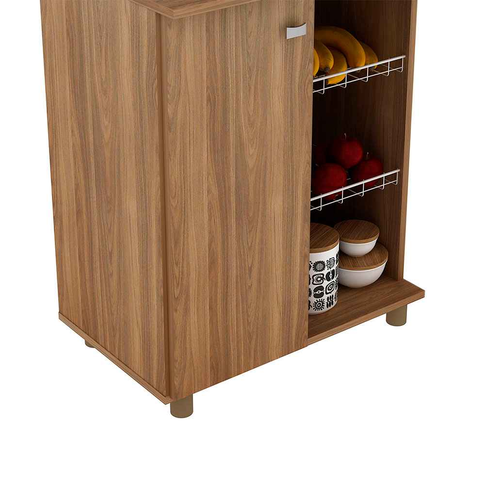 Mueble Auxiliar Praga Cafe 61 cm con Una Puerta y Canasta - Muebles Organizadores | Bylmo