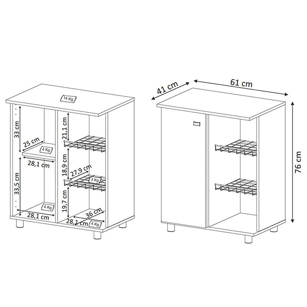 Mueble Auxiliar Praga Cafe 61 cm con Una Puerta y Canasta - Muebles Organizadores | Bylmo