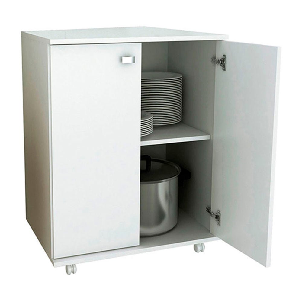 Mueble Auxiliar Bélgica Blanco 61 cm con Dos Puertas - Muebles Organizadores | Bylmo