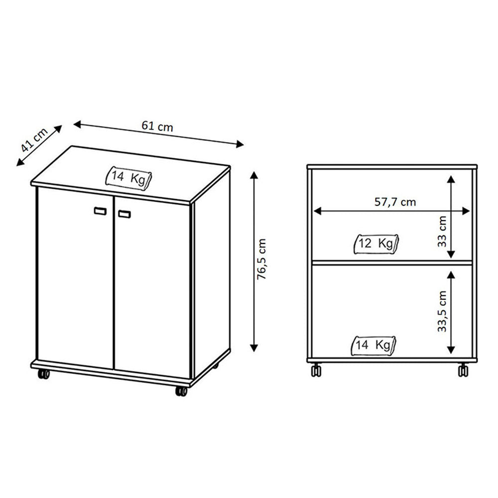 Mueble Auxiliar Bélgica Blanco 61 cm con Dos Puertas - Muebles Organizadores | Bylmo