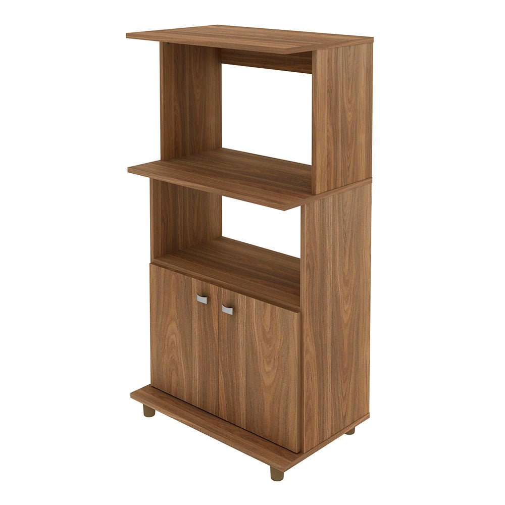 Mueble Auxiliar de Cocina Victoria Teca 61x116cm con Dos Entrepaños y con Tres Comportamientos - Muebles Organizadores | Bylmo