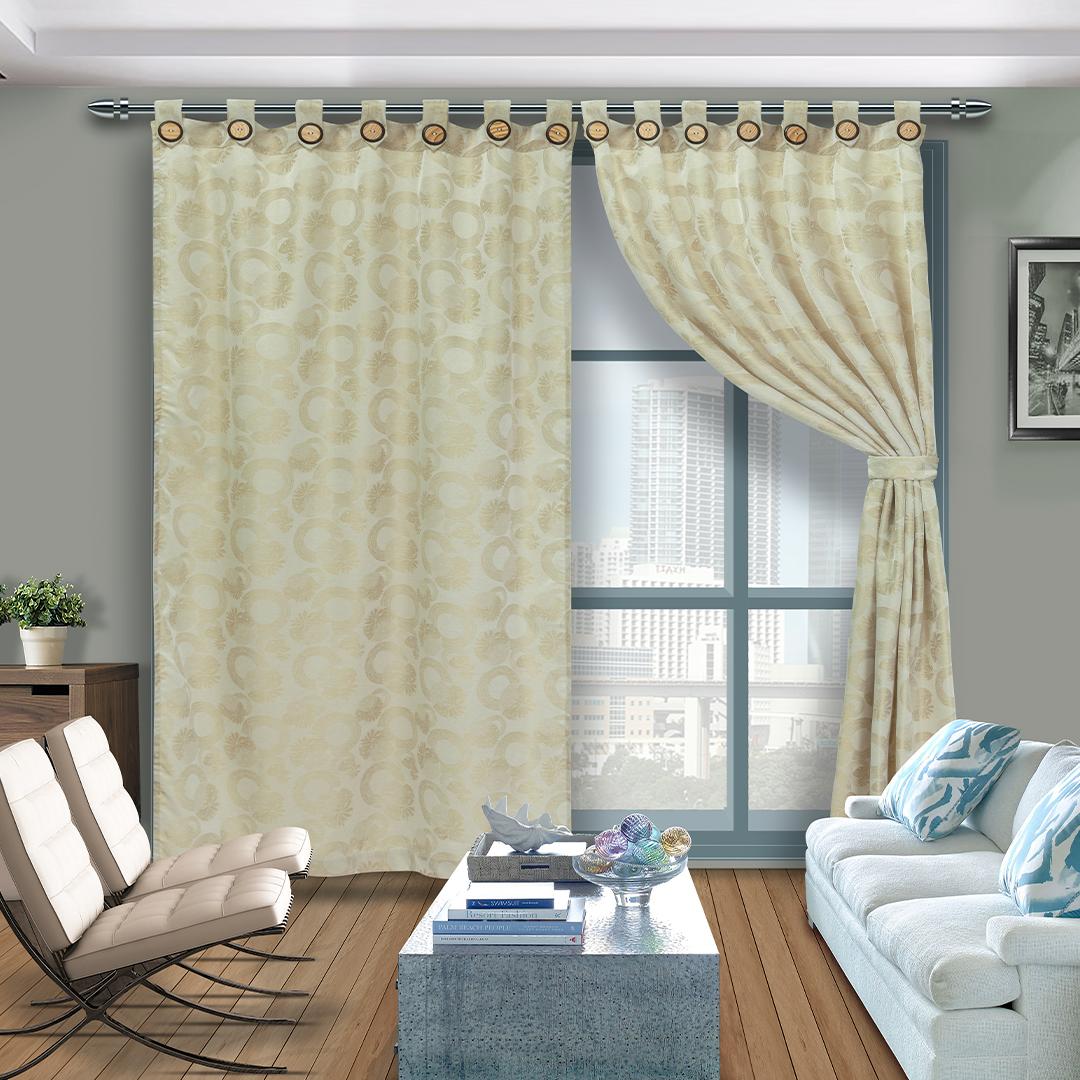 Cortina Jacquard Beige 265x215cm de Circulos - Cortinas | Bylmo