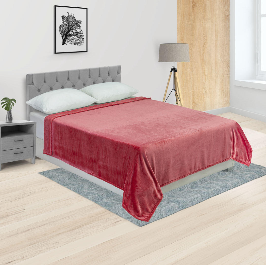 Cobija Piel de Ganso Rojo 180x200cm Poliéster Fondo Entero - Ropa de Cama | Bylmo