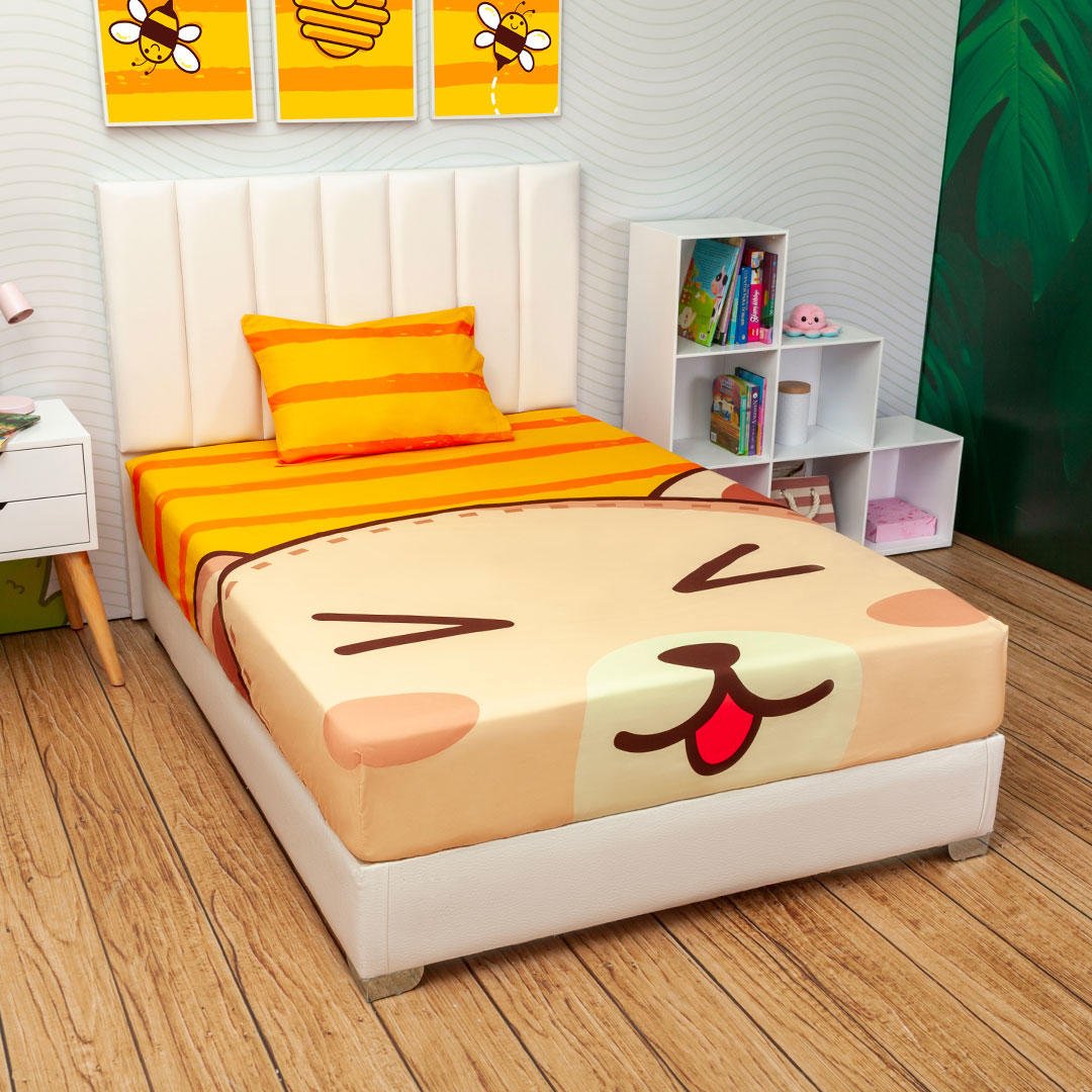 Juego de Sabanas Infantil Microfibra Sencilla 100 cm Amarillo de Oso - Ropa de Cama | Bylmo