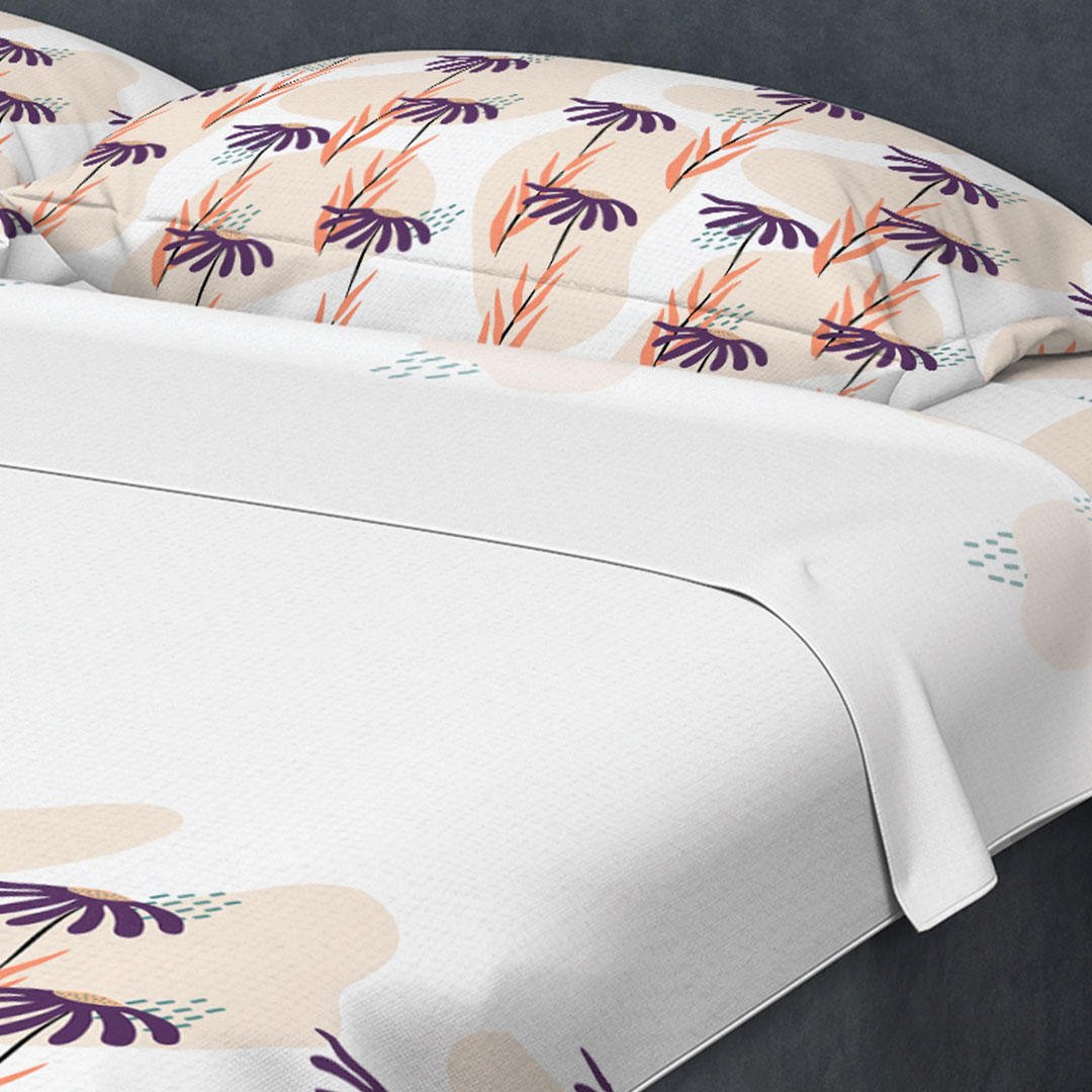 Juego de Sabanas Algodón 180 Hilos King 200 cm Blanco con Hojas - Ropa de Cama | Bylmo