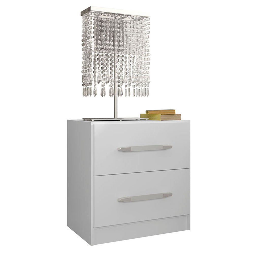Mesa de Noche Cuba Blanco 40 cm con Dos Cajones - Mesas de Noche | Bylmo