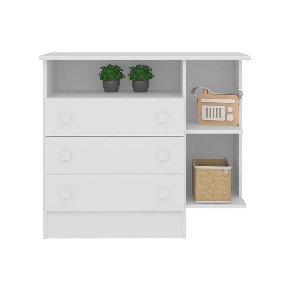 Cómoda Manaos Blanco 45x79cm De Tres Hileras con Tres Cajones - Cajoneras | Bylmo