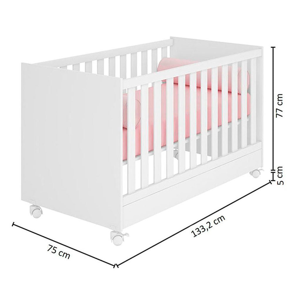 Cuna Natal Blanco 133x77cm para Colchón Infantil 70 X 130 Cm con Cabecero - Camas | Bylmo