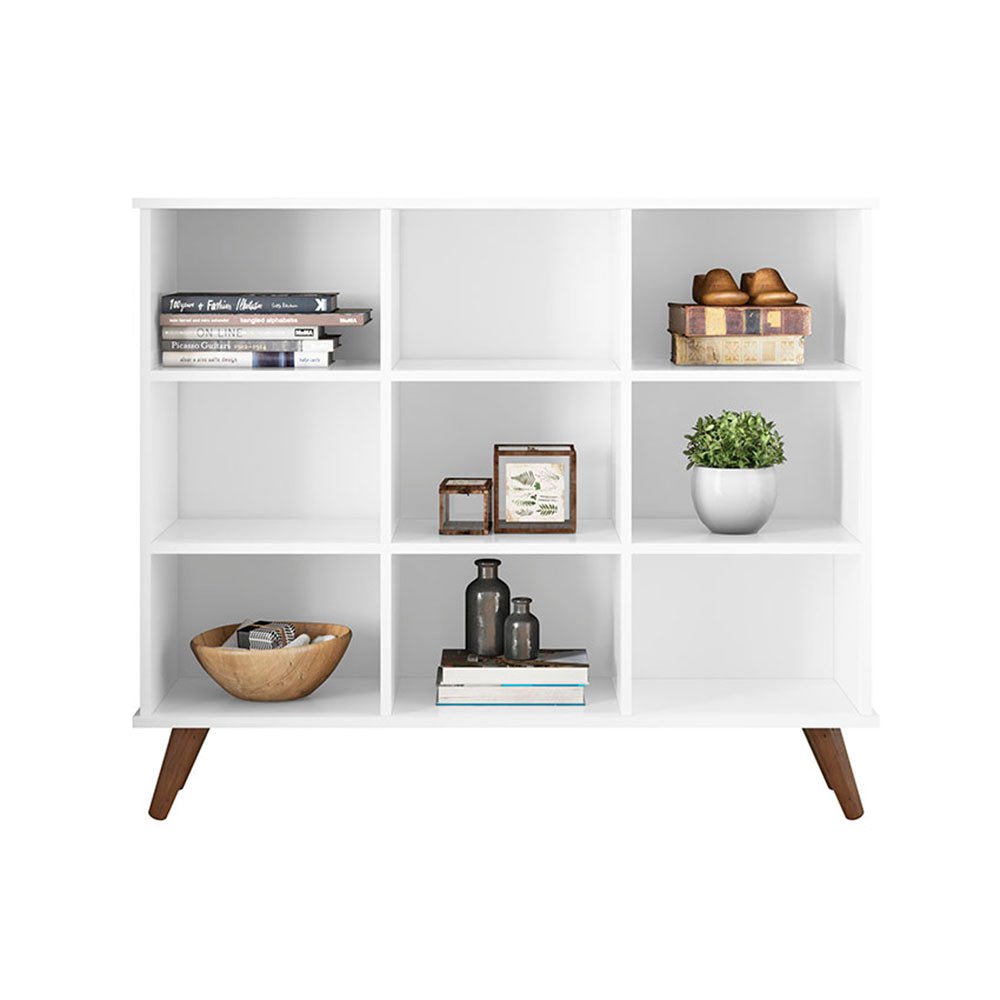 Arrimo Recife Blanco 108x92.5cm con Nueve Compartimientos y con Patas - Repisas y Percheros | Bylmo