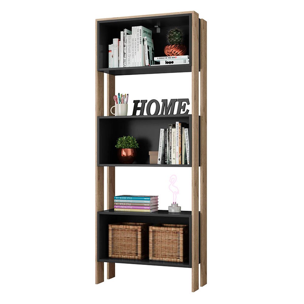 Biblioteca Fortaleza Negro 66 cm con Entrepaños - Repisas y Percheros | Bylmo