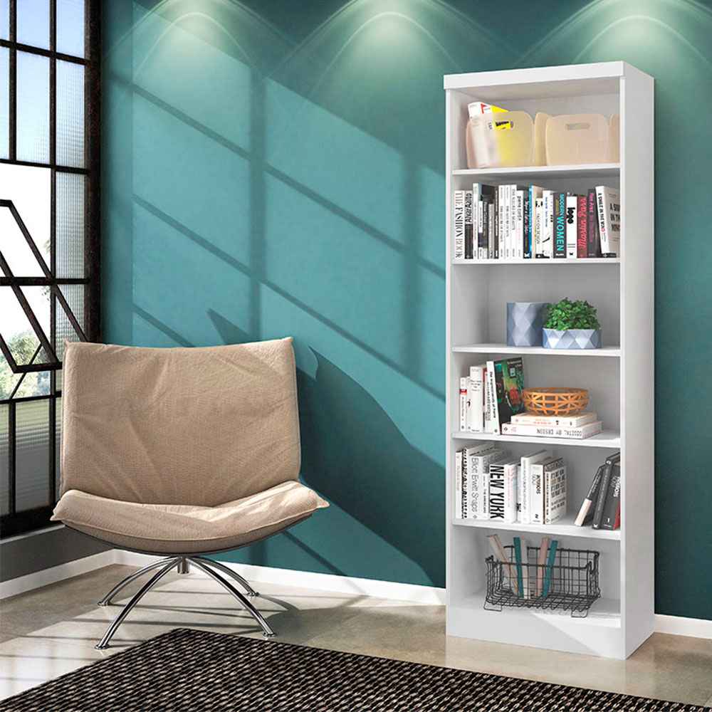 Biblioteca Brasilia Blanco 61x183cm con Cinco Compartimientos - Bibliotecas | Bylmo