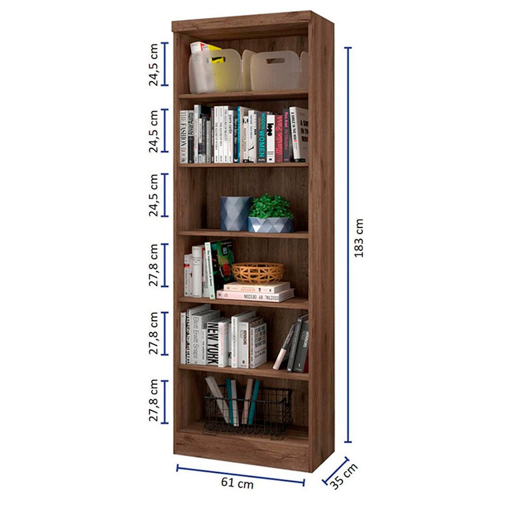 Biblioteca Brasilia Ebano 61x183cm con Seis Compartimientos - Bibliotecas | Bylmo