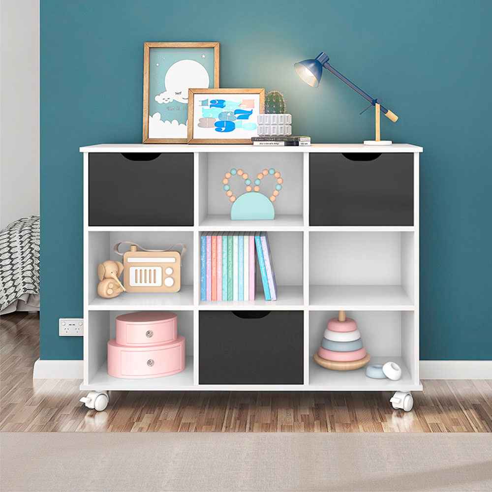 Arrimo Salvador Blanco 108 cm con Tres Cajones Negros - Repisas y Percheros | Bylmo