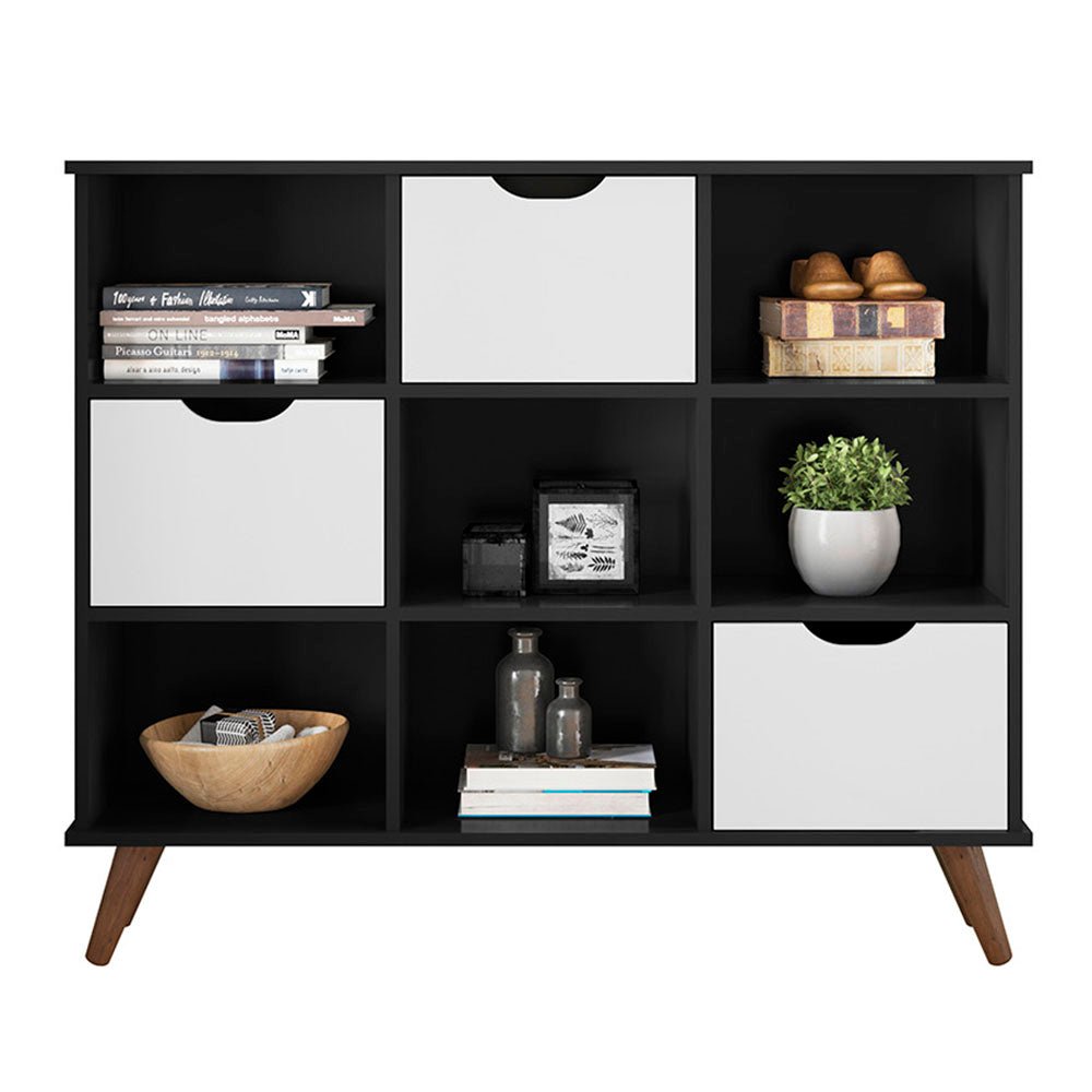 Arrimo Recife Negro 108 cm con Tres Cajones Blancos - Repisas y Percheros | Bylmo