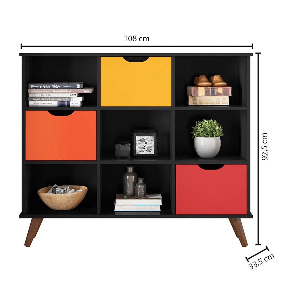 Arrimo Recife Negro 108 cm con Tres Cajones Multicolor - Repisas y Percheros | Bylmo