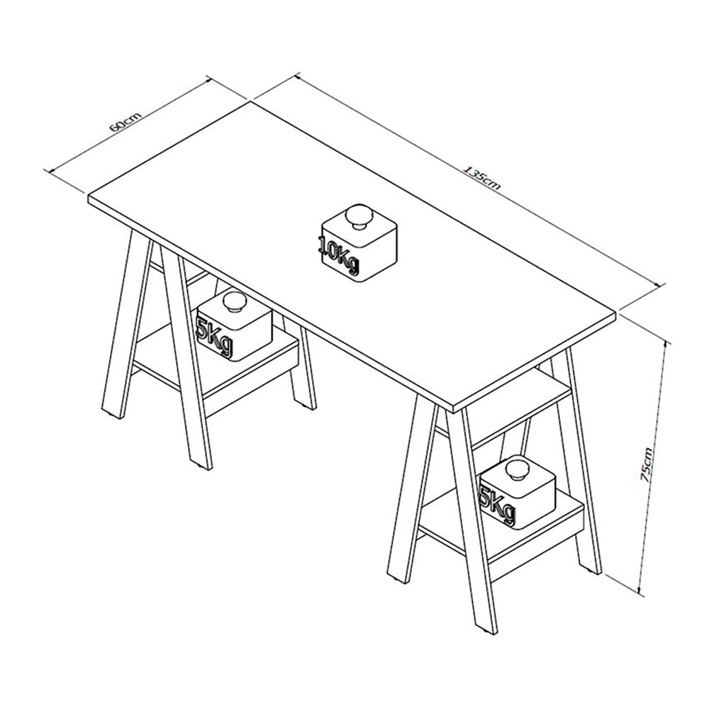 Escritorio Ginebra Cafe 135 cm con Entrepaños - Escritorios y Archivadores | Bylmo