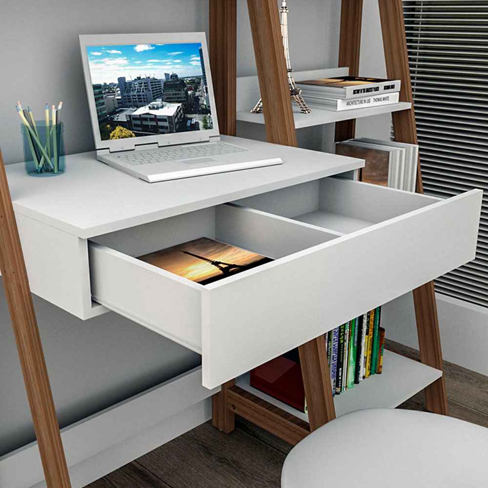 Escritorio Montreal Cafe 126 cm con Biblioteca - Escritorios y Archivadores | Bylmo