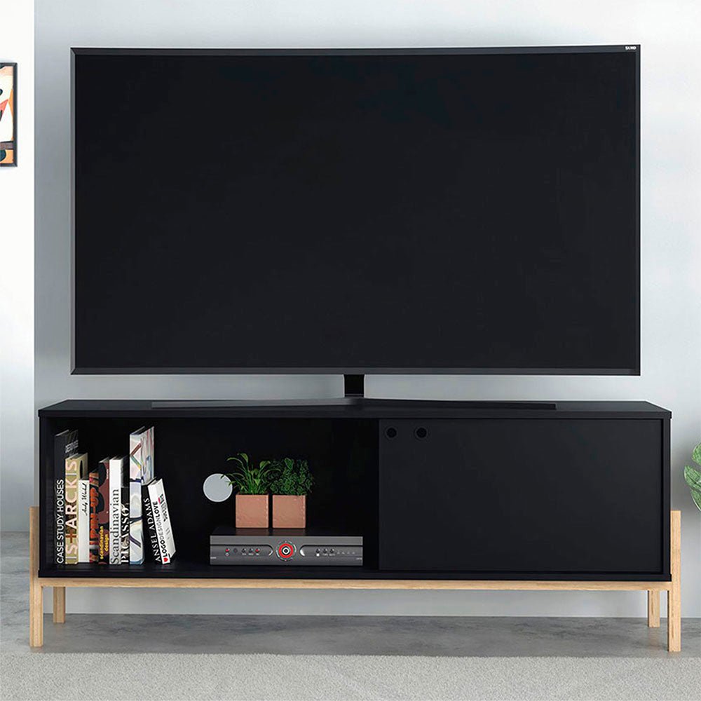 Rack Puerto Rico Negro 140 cm con Una Puertas - Muebles para TV | Bylmo