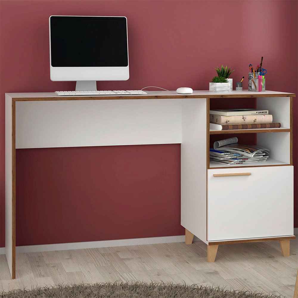 Escritorio Italia Blanco 135 cm con Puerta y Entrepaños - Escritorios y Archivadores | Bylmo