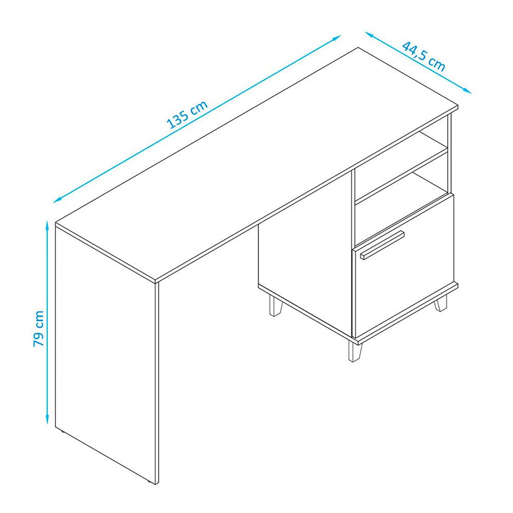 Escritorio Italia Blanco 135 cm con Puerta y Entrepaños - Escritorios y Archivadores | Bylmo