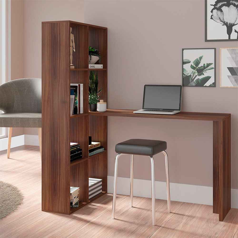 Escritorio en L Lady Cafe 135 cm con Biblioteca - Escritorios y Archivadores | Bylmo