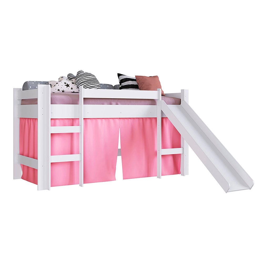 Cama Valentina Sencilla 90 cm Blanco y Rosado con Lisadero - Camas | Bylmo