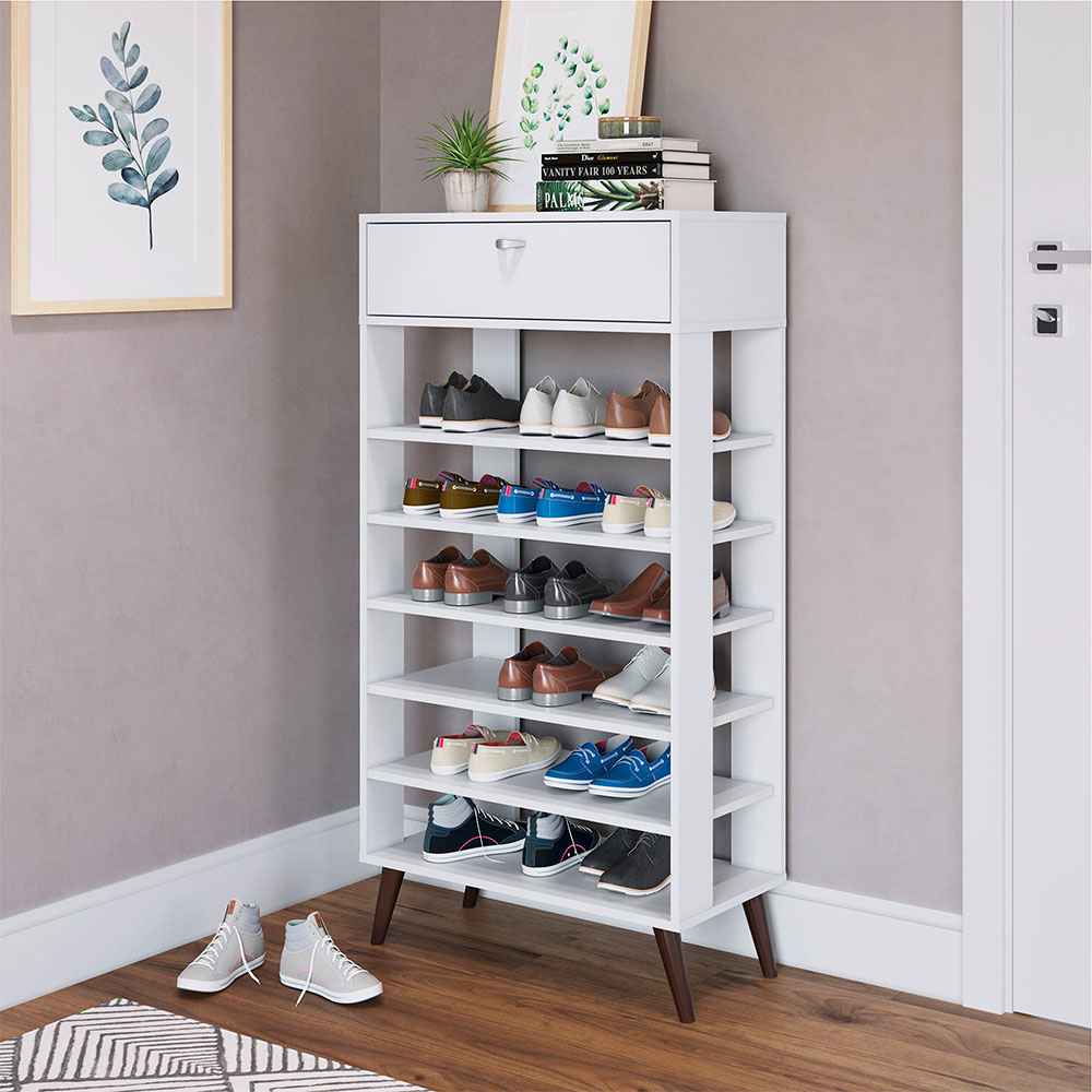 Zapatero Matias Blanco 68 cm con Un Cajón - Closets | Bylmo