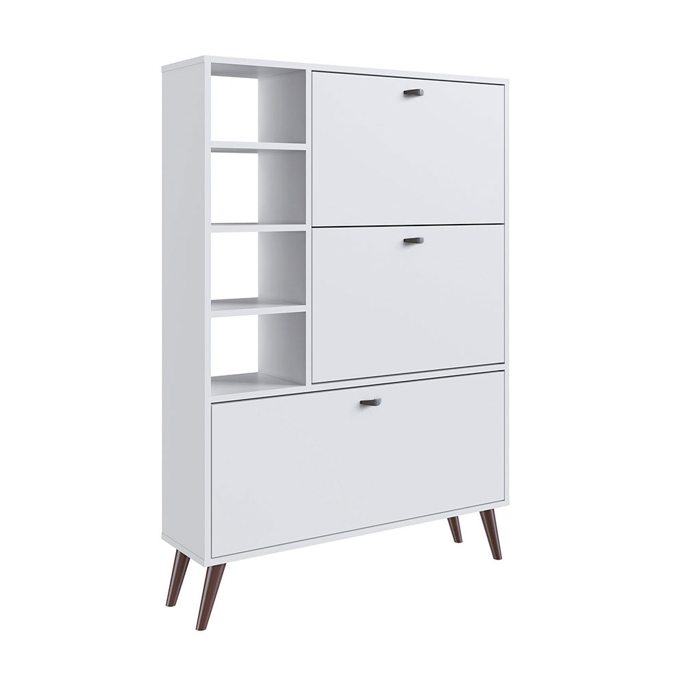 Zapatero Marimar Blanco 90 cm con Tres Puertas y Entrepaños - Closets | Bylmo