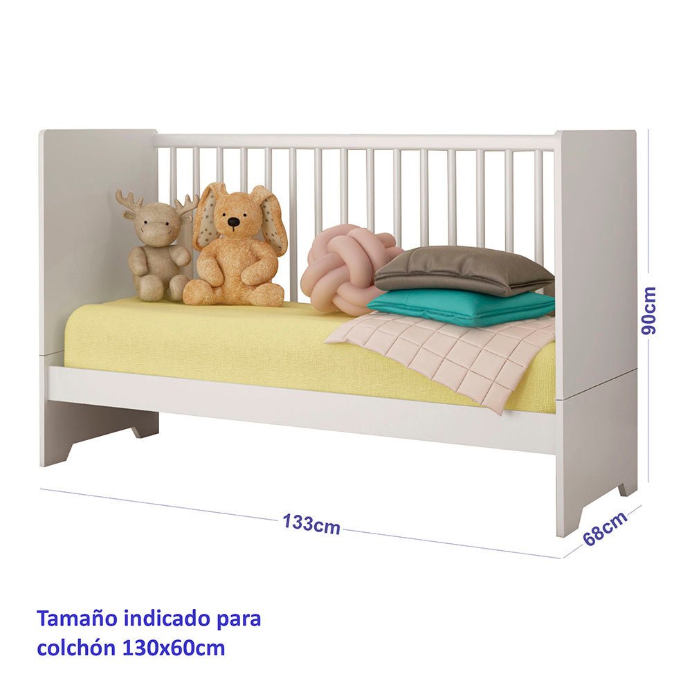 Cuna Emilia 133x90 cm Blanco Multifuncional - Camas | Bylmo