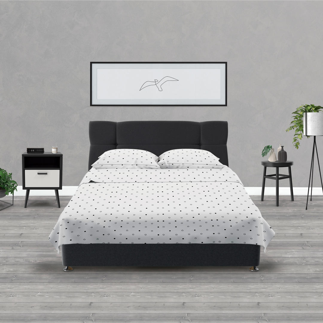 Juego de Sabanas Microfibra Semidoble 120 cm Blanco con Círculos Pequeños - Ropa de Cama | Bylmo