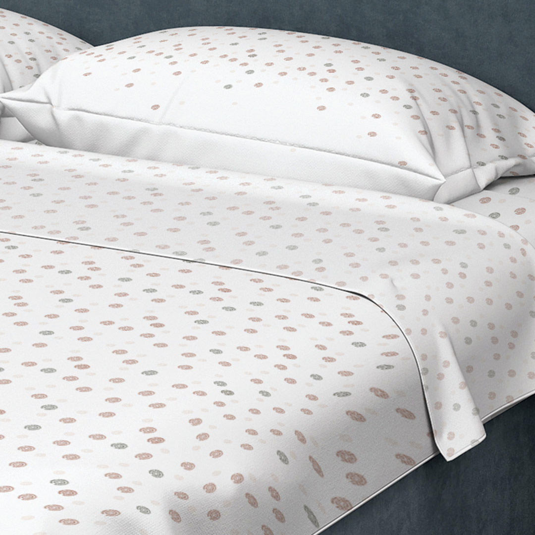 Juego de Sabanas Algodón 250 Hilos Queen 160 cm Blanco con Círculos - Ropa de Cama | Bylmo