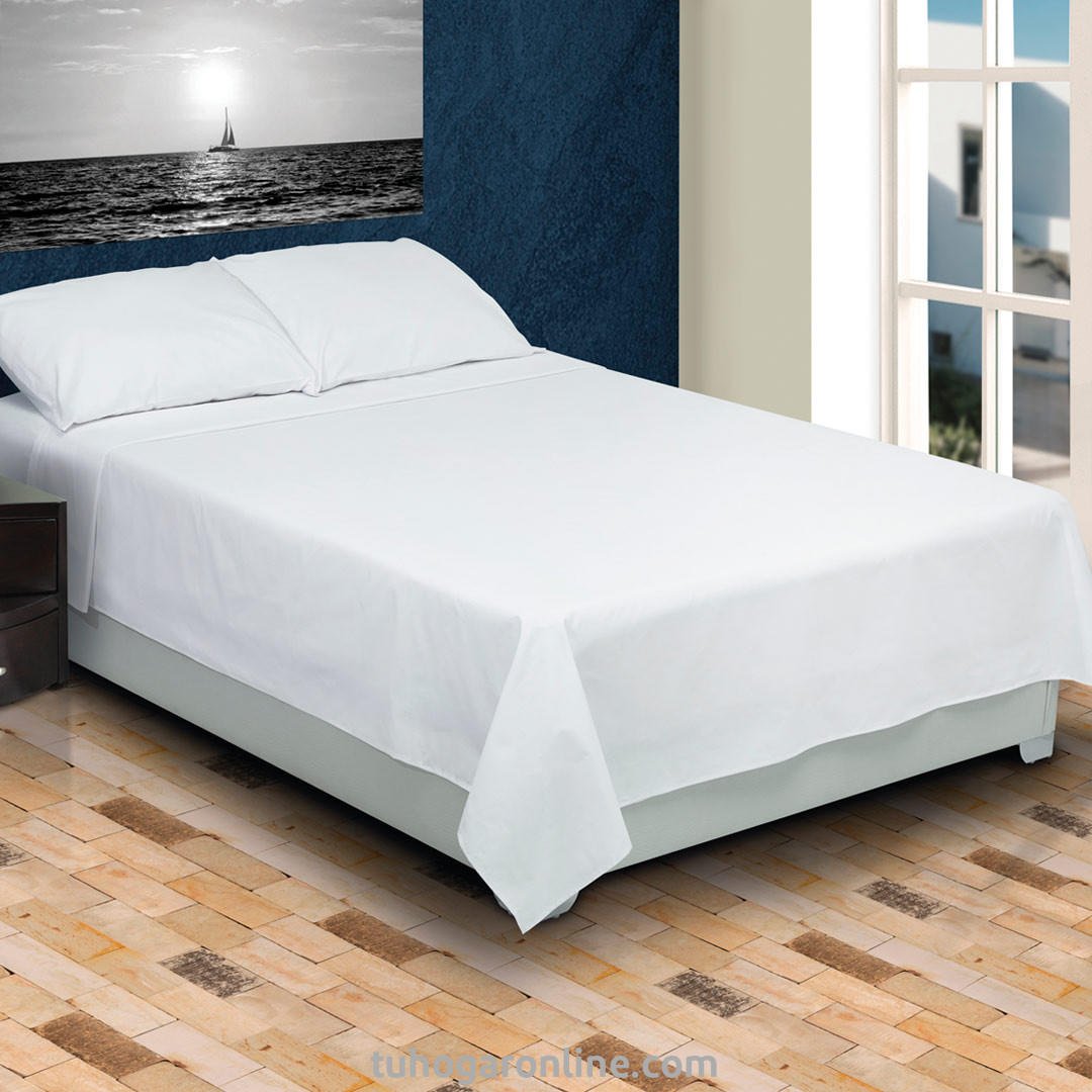 Juego de Sabanas Blanco para Cama Semidoble 120 X 190 Cm de Fondo Entero - Ropa de Cama | Bylmo